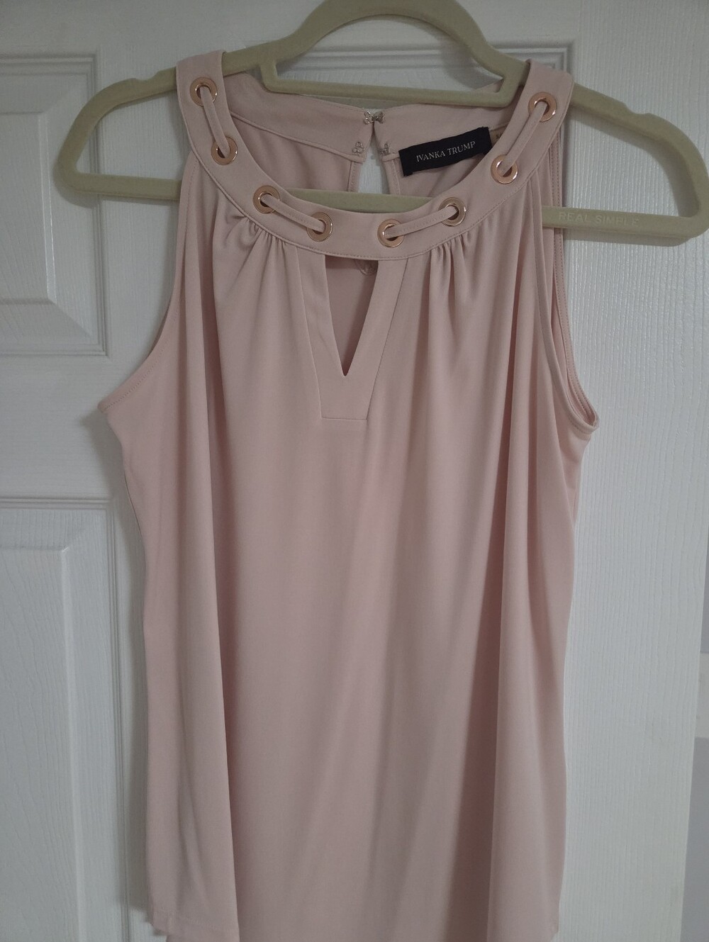 Ivanka Trump Pale Pink Sleeveless Grommet-Neck Camisole